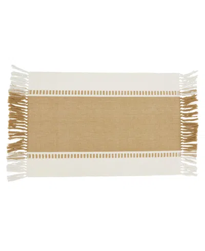 Saro Lifestyle Tassel Trimmed Stripe Placemat Set Of 4, 14"x20" In Natural