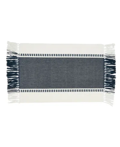 Saro Lifestyle Tassel Trimmed Stripe Placemat Set Of 4, 14"x20" In Blue