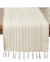 Saro Lifestyle Tassel Trimmed Stripe Table Runner, 16" X 72" In Natural