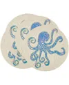 Saro Lifestyle Tentacle Treasure Beaded Placemats, 15" Round In Aqua