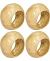 Saro Lifestyle Textured Capiz Napkin Rings, Set Of 4 In Gold