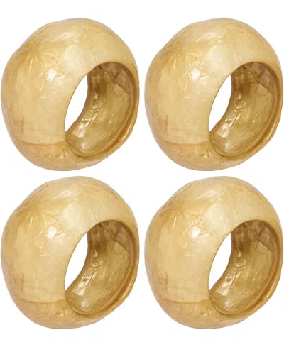 Saro Lifestyle Textured Capiz Napkin Rings, Set Of 4 In Gold