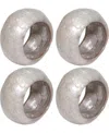 Saro Lifestyle Textured Capiz Napkin Rings, Set Of 4 In Silver