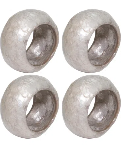 Saro Lifestyle Textured Capiz Napkin Rings, Set Of 4 In Silver