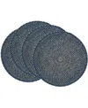 Saro Lifestyle Textured Rattan Placemats, 15" Round In Navy Blue