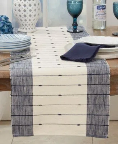 Saro Lifestyle Thin Stripe Collection In Navy Blue