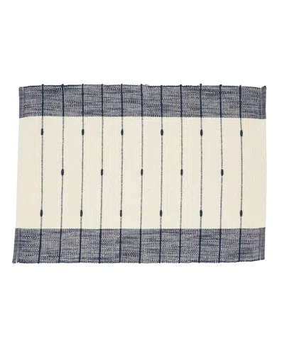 Saro Lifestyle Thin Stripe Placemats Set Of 12, 14"x20" In Navy Blue