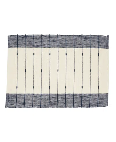 Saro Lifestyle Thin Stripe Placemats Set Of 4,14"x20" In Navy Blue