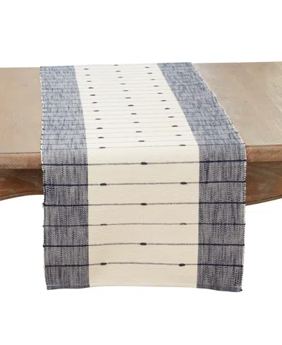 Saro Lifestyle Thin Stripe Table Runner, 16"x72" In Navy Blue