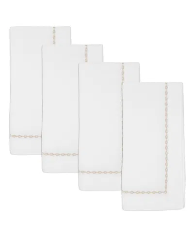 Saro Lifestyle Timeless Chainlink Embroidery Napkin, Set Of 4 In Silver