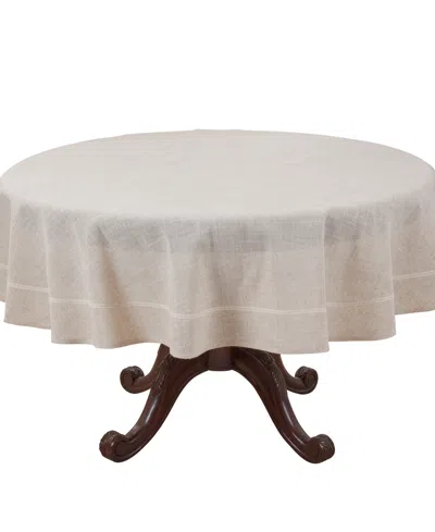 Saro Lifestyle Timeless Solid Linen Blend Tablecloth, 108" Round In Neutral