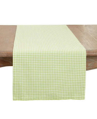 Saro Lifestyle Traditional Gingham Table Runner, 16"x72" In Green