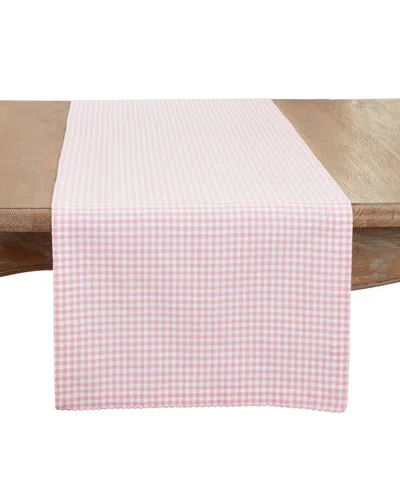 Saro Lifestyle Traditional Gingham Table Runner, 16"x72" In Pink
