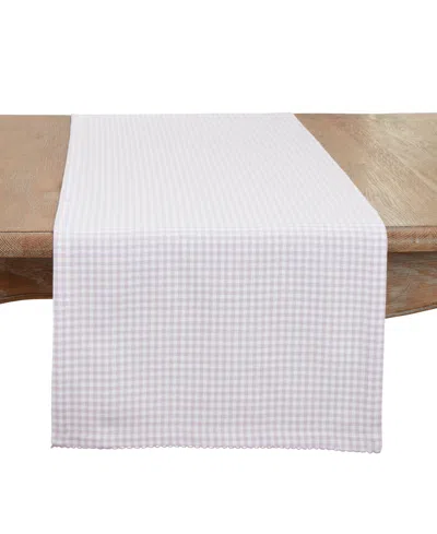 Saro Lifestyle Traditional Gingham Table Runner, 16"x72" In Purple