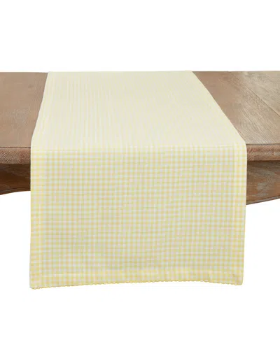 Saro Lifestyle Traditional Gingham Table Runner, 16"x72" In Yellow