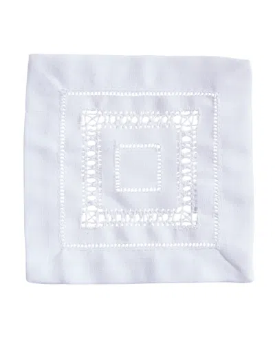 Saro Lifestyle Traditional Hemstitch Cocktail Napkin Set Of 12 6"x6" In White