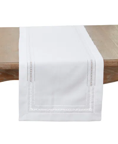 Saro Lifestyle Traditional Hemstitch Table Runner, 16"x54" In Metallic