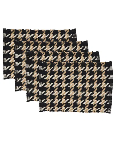 Saro Lifestyle Traditional Houndstooth Placemat, Set Of 4 In Black,natural