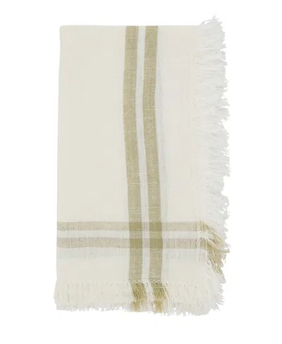Saro Lifestyle Trendy Fringed Stripe Napkin Set Of 4, 20"x20" In Natural