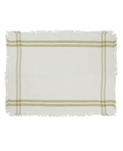 Saro Lifestyle Trendy Fringed Stripe Placemat Set Of 4,13"x19" In White