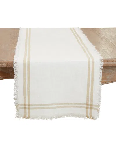 Saro Lifestyle Trendy Fringed Stripe Table Runner, 13"x72" In Natural