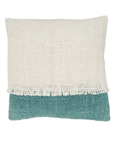 SARO LIFESTYLE TWO-TONE FRINGE DOWN FILLED DECORATIVE PILLOW, 20" X 20"