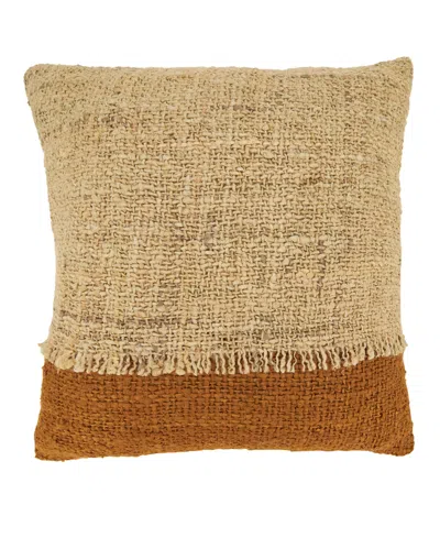 Saro Lifestyle Two-tone Fringe Down Filled Decorative Pillow, 20" X 20" In Multi