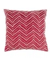 Saro Lifestyle Velvet Beaded Chevron Poly Filled Decorative Pillow, 20" X 20" In Red