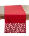 Saro Lifestyle Velvet Beaded Chevron Table Runner, 16" X 72" In Red