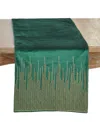 Saro Lifestyle Velvet Beaded Lines Table Runner, 16" X 72" In Green