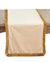 Saro Lifestyle Velvet Fringe Table Runner, 16" X 72" In White