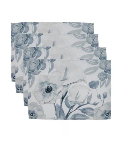 Saro Lifestyle Watercolor Floral Runner In Blue-grey