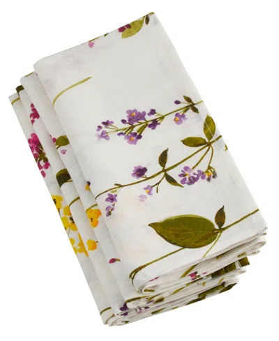 Saro Lifestyle Watercolor Floral Stems Table Napkins, Set Of 4 In Multi