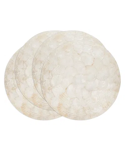 Saro Lifestyle Wavy Capiz Shell Placemat, Set Of 4 In Ivory