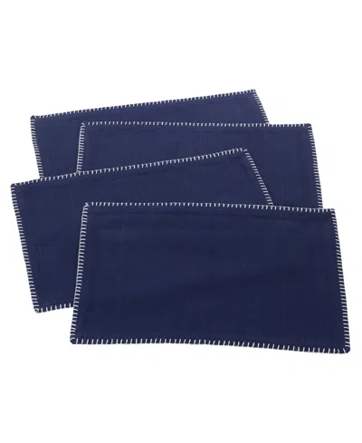 Saro Lifestyle Whip Stitched Design Placemats, Set Of 4 In Blue