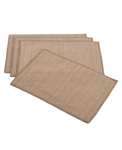 Saro Lifestyle Whip Stitched Design Placemats, Set Of 4 In Brown