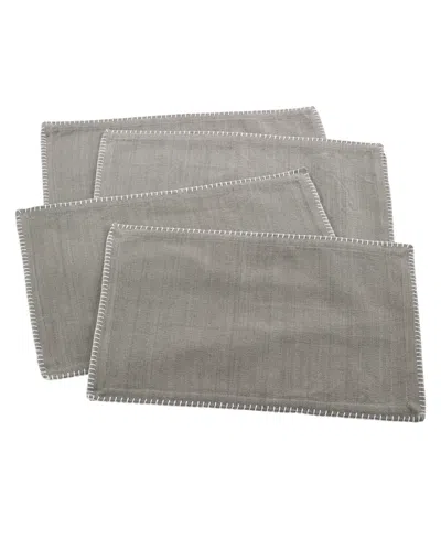 Saro Lifestyle Whip Stitched Design Placemats, Set Of 4 In Gray