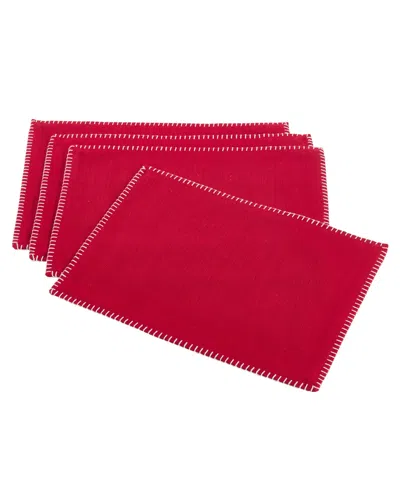 Saro Lifestyle Whip Stitched Design Placemats, Set Of 4 In Red