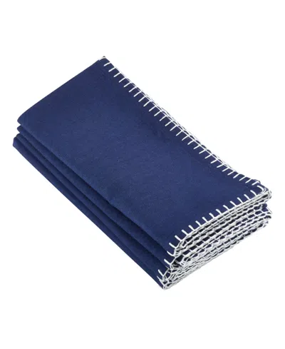 Saro Lifestyle Whip Stitched Napkins, Set Of 4 In Blue
