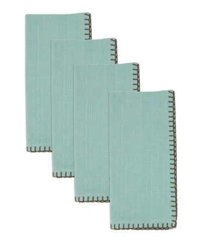 Saro Lifestyle Whip Stitched Napkins, Set Of 4 In Blue