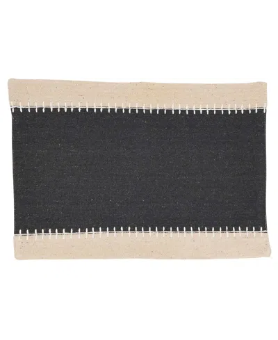 Saro Lifestyle Whipstitched Border Design Placemat Set Of 4, 14"x20" In Black,natural