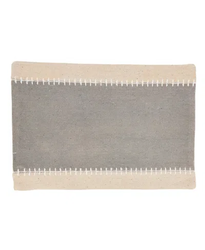 Saro Lifestyle Whipstitched Border Design Placemat Set Of 4, 14"x20" In Grey