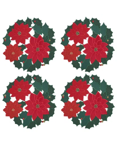 Saro Lifestyle Winter Bloom Placemat, Set Of 4 In Green