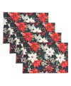 Saro Lifestyle Winter Bloom Placemat, Set Of 4 In Multi