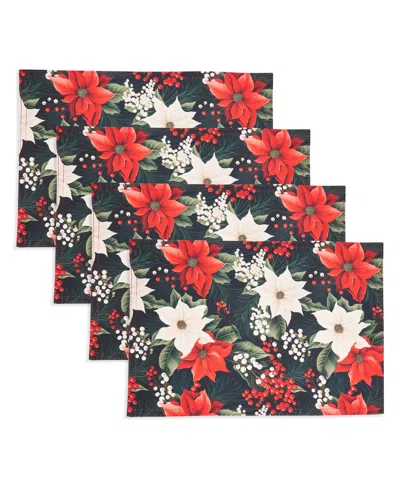 Saro Lifestyle Winter Bloom Placemat, Set Of 4 In Multi