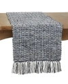 Saro Lifestyle Woven Design Long Table Runner, 72" X 16" In Navy
