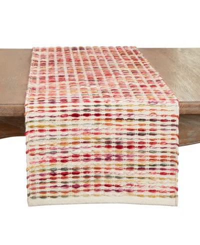 Saro Lifestyle Woven Rainbow Stripe Delight Table Runner, 16"x72" In Multi