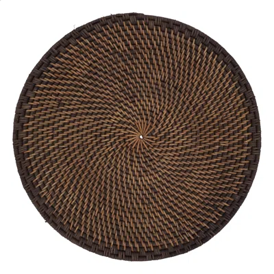 Saro Lifestyle Woven Rattan Placemat Round - Set Of 4 In Brown