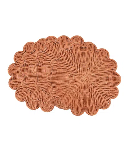 Saro Lifestyle Woven Rattan Placemats, Set Of 4 In Brown