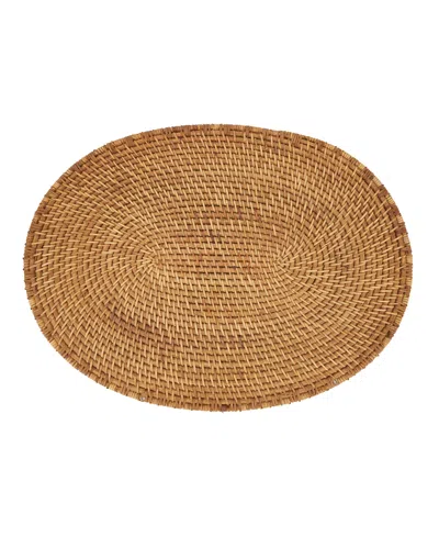 Saro Lifestyle Woven Rattan Placemats Set Of 4,14"x19" In Gray